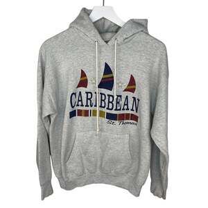 Vintage Caribbean St. Thomas Sail Boats Hoodie - Adult Size L